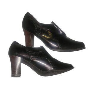 Etienne Aigner Black‎ Leather Ankle Boots Size 7.5 classic bohemian retro black